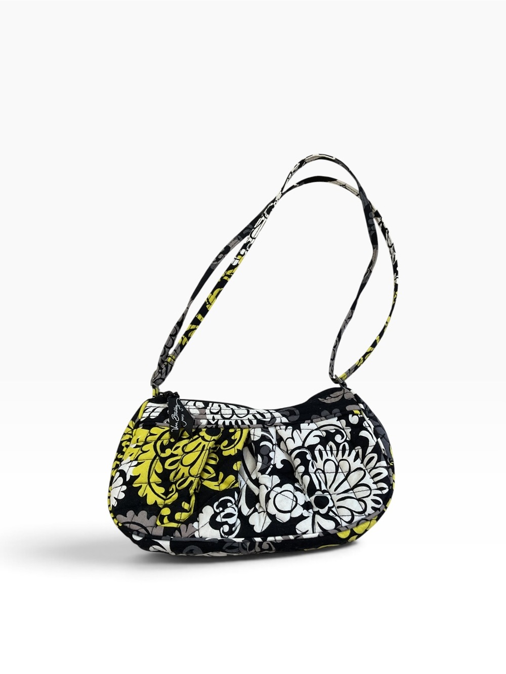 Vera Bradley Fannie Shoulder Bag in Black, White & Yellow mini
